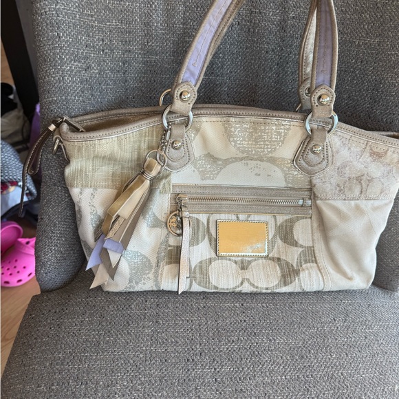 Coach Handbags - Coach Tan and Cream Shoulder Bag with Elegant Design